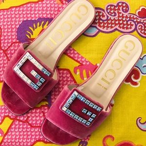 Auth. Gucci Velvet and Rhinestone Slides Retailed for over $800. 40.5